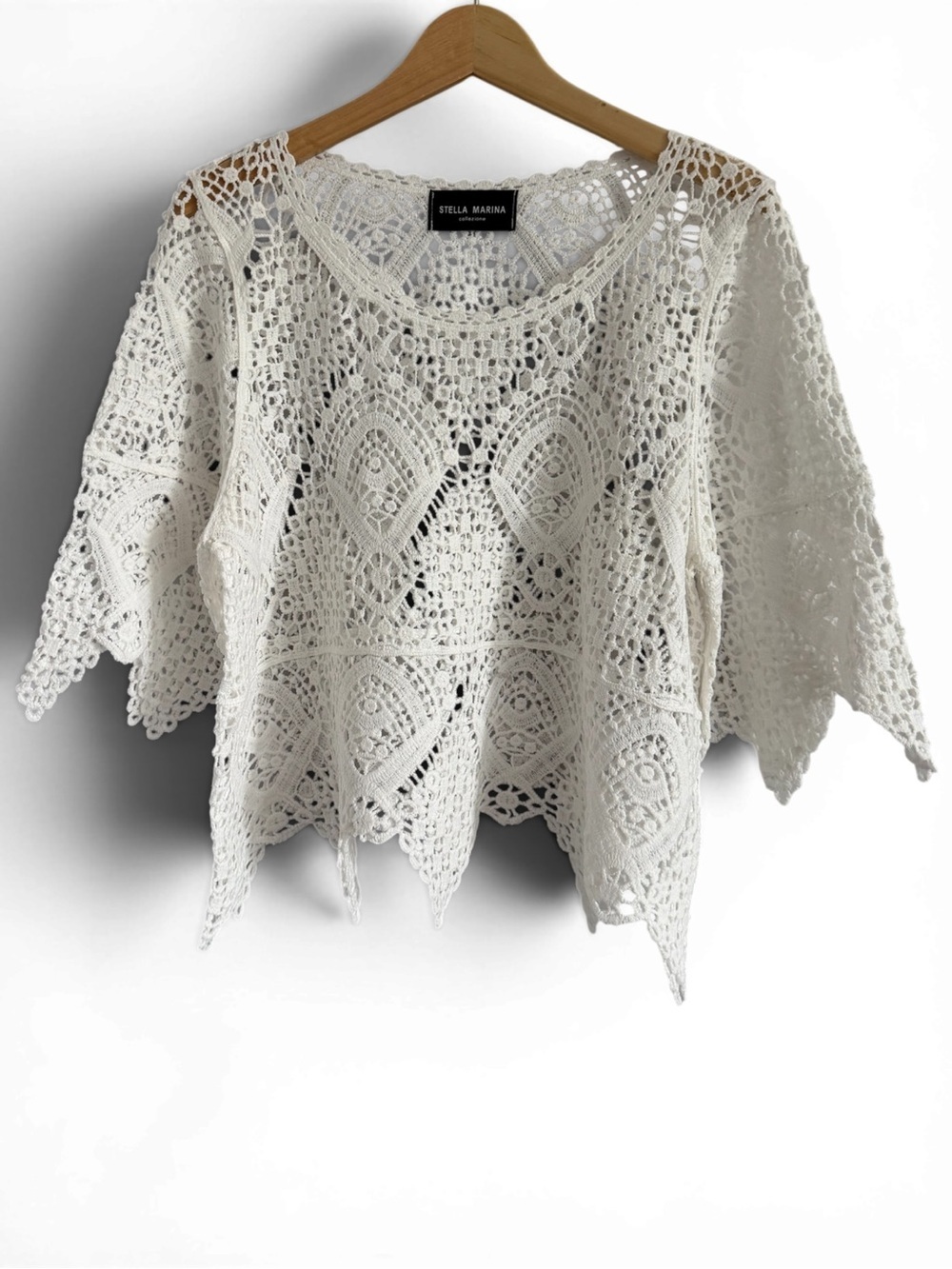Cream Crochet Off-the-Shoulder Sweater